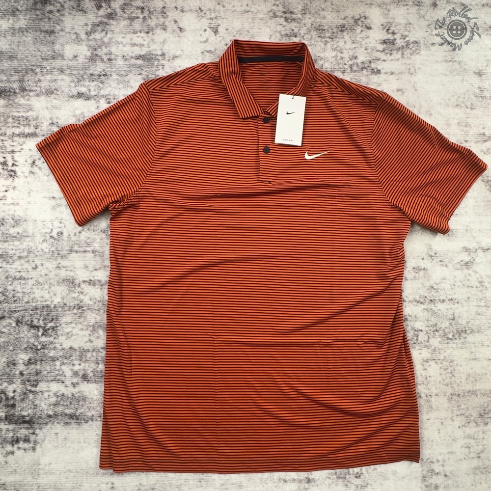 NWT - Nike Dri-FIT Victory‎ Striped Golf Polo Shirt Orange Men's XL - FZ5647-809